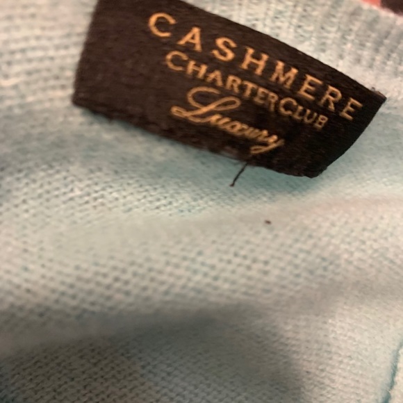 Charter Club aqua cashmere crewneck sweater, M - Picture 4 of 6